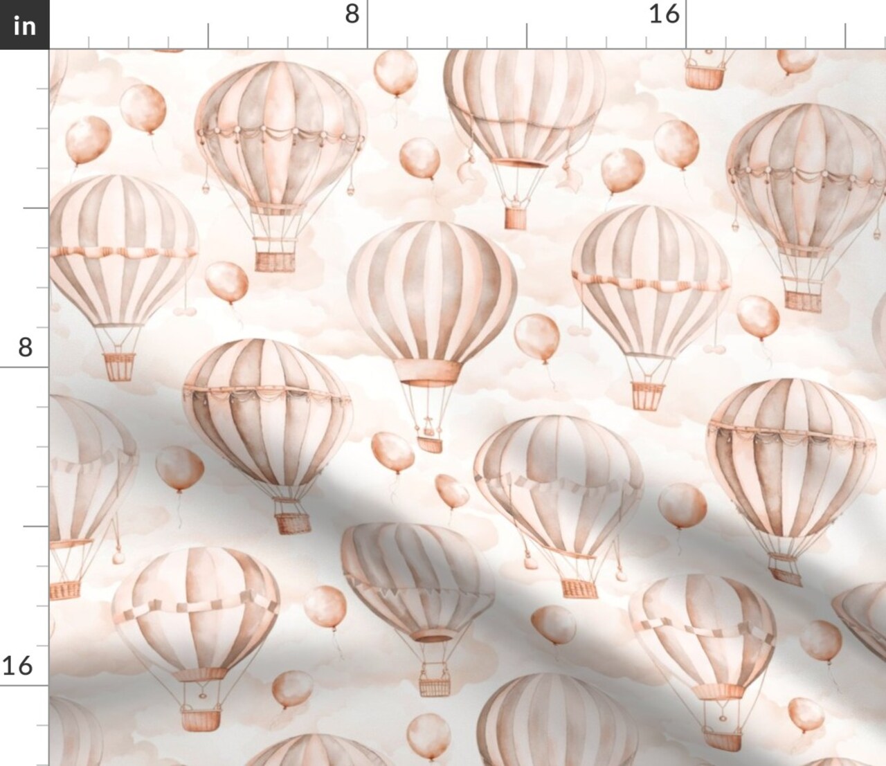 Neutral Balloon Soft Pastel Hot Air Whimsical Fun Cute Happy Cheerful Beige Blush Pink Custom Printed Fabric by Spoonflower Various Fabrics by the Yard or Fat Quarter